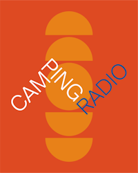 camping radio logo on an orange background